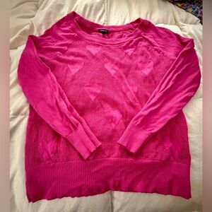 Torrid Fuchsia Open Knit Heart Pattern 3/4 sleeve Sweater Sz 0X